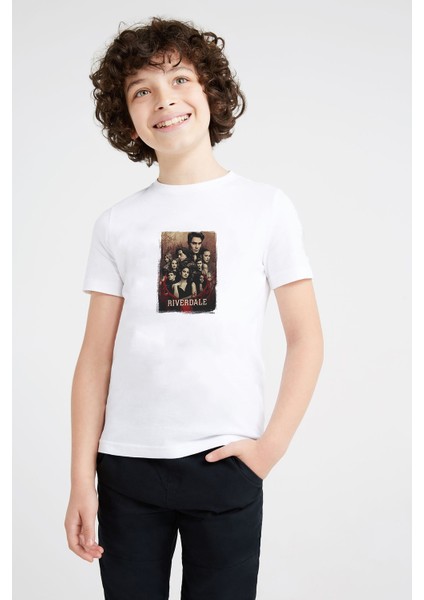 Riverdale Wallpaper Baskılı Unisex Çocuk Beyaz T-Shirt