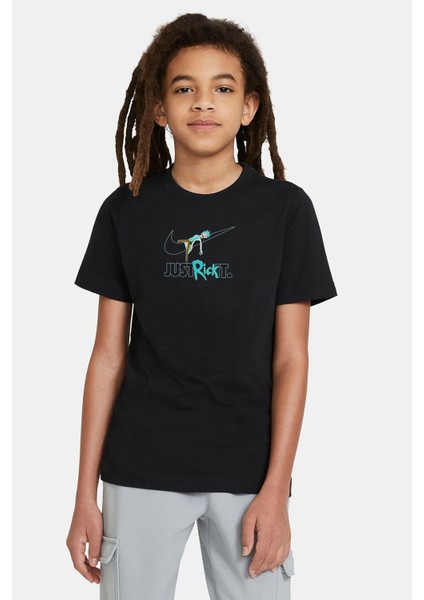 Rıck And Morty Fans Med Just Baskılı Unisex Çocuk Siyah T-Shirt