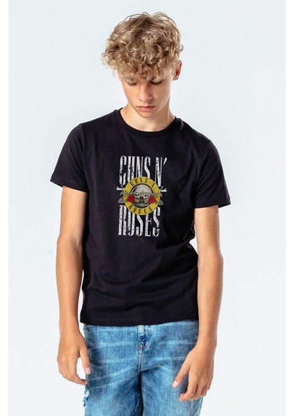 Guns N Roses Metal Rock Müzik Baskılı Unisex Çocuk Siyah T-Shirt