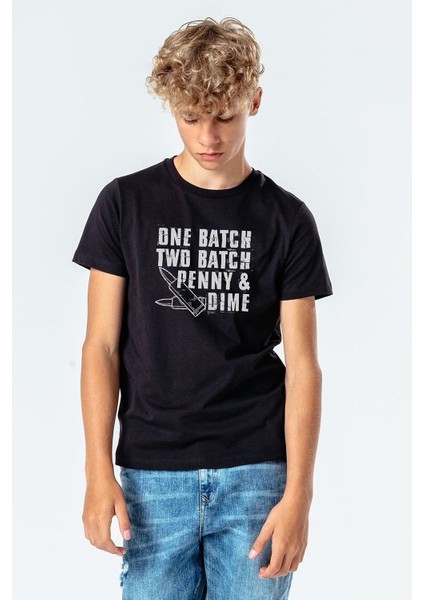 Punisher One Batch Two Batch Baskılı Unisex Çocuk Siyah Tshirt