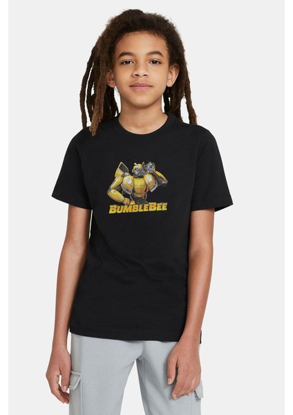 Transformers Bumblebee Music Black Baskılı Unisex Çocuk Siyah T-Shirt