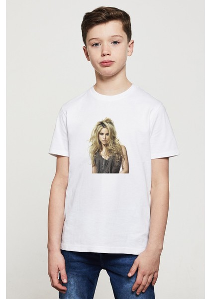 Gojntvl Shakira Baskılı Unisex Çocuk Beyaz T-Shirt