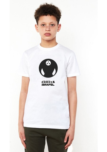 Evangelion Israfel Baskılı Unisex Çocuk Beyaz T-Shirt