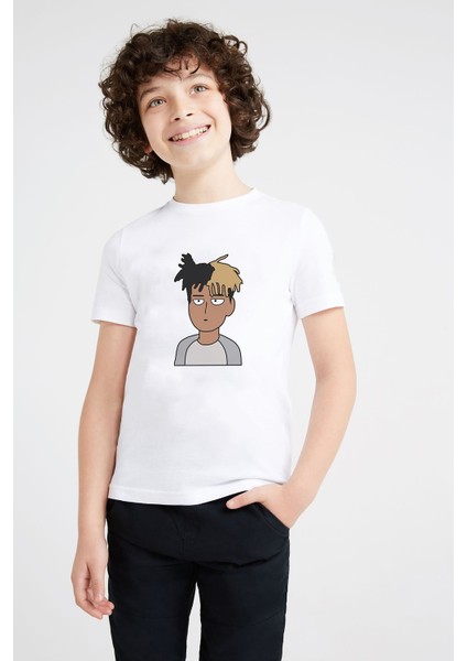 Anime Xxtentecion Baskılı Unisex Çocuk Beyaz T-Shirt