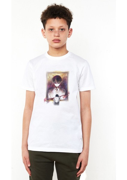 Anime Tokyo Ghoul Anteiku Baskılı Unisex Çocuk Beyaz T-Shirt