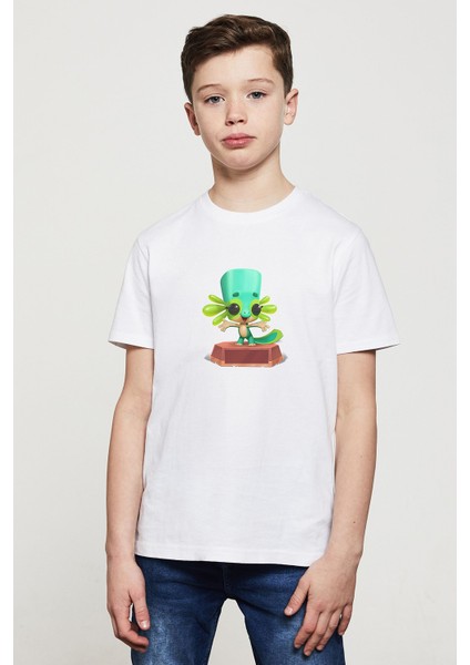 Lizzy Zooba Battle Royale Baskılı Unisex Çocuk Beyaz T-Shirt
