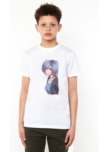 Anime Tokyo Ghoul Anteiku Baskılı Unisex Çocuk Beyaz T-Shirt