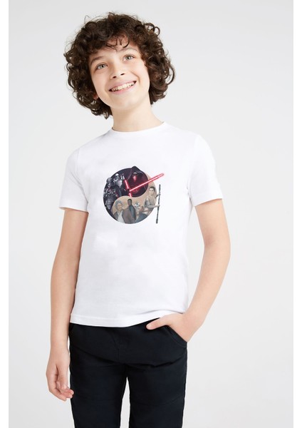 Dark Side Ying Yang Baskılı Unisex Çocuk Beyaz T-Shirt