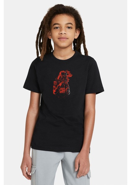 Star Wars Baskılı Unisex Çocuk Siyah T-Shirt