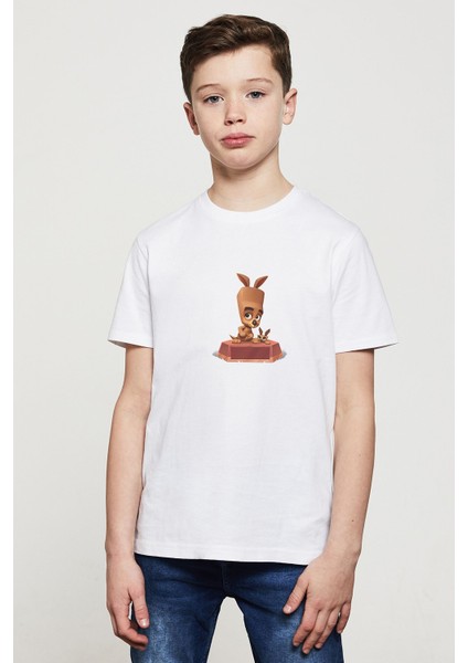 Molly Zooba Battle Royale Baskılı Unisex Çocuk Beyaz T-Shirt