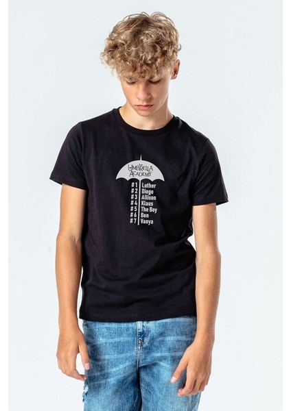 The Umbrella Academy Characters Name Baskılı Unisex Çocuk Siyah Tshirt