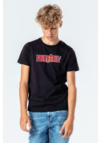 Fairy Tail 2 Baskılı Unisex Çocuk Siyah Tshirt