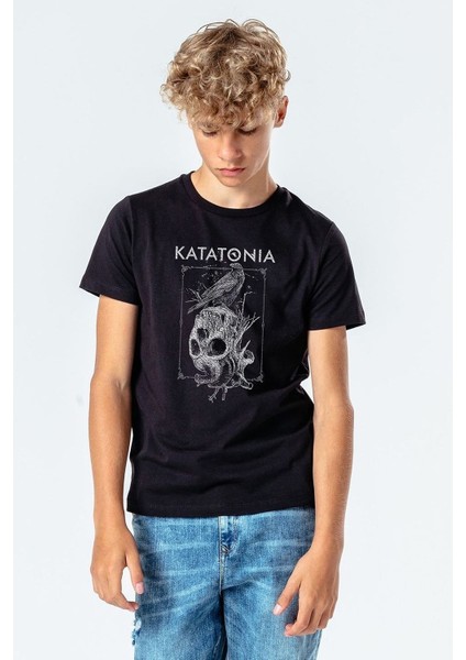 Skull Kurukafa Metal Music Baskılı Unisex Çocuk Siyah Tshirt