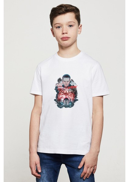 Stranger Things Bitchin Baskılı Unisex Çocuk Beyaz T-Shirt