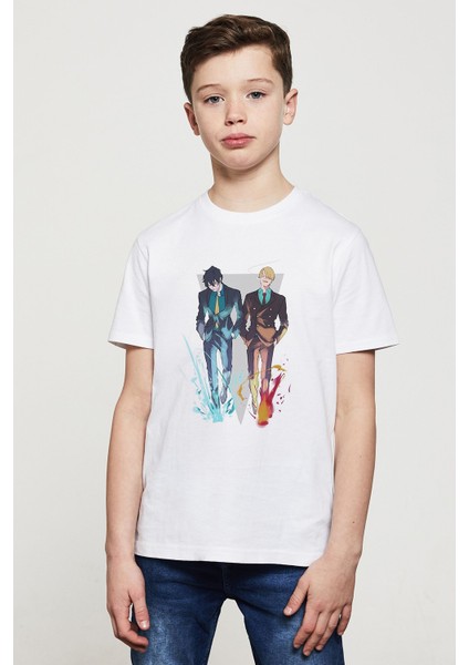 Anime One Piece Baskılı Unisex Çocuk Beyaz T-Shirt