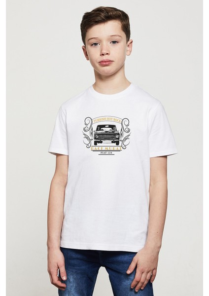 Turkish Hotrock Murat 124 Baskılı Unisex Çocuk Beyaz T-Shirt