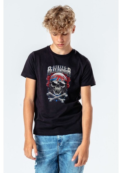 Asking Alexandria Skull Baskılı Unisex Çocuk Siyah T-Shirt