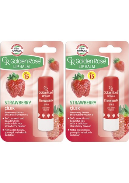 Golden Rose Lip Balm Strawberry Çilekli Dudak Koruyucu 2'li