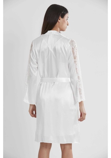 2'li 4025 Ekru Bayan Saten Gecelik Sabahlık Takımı fırsatları