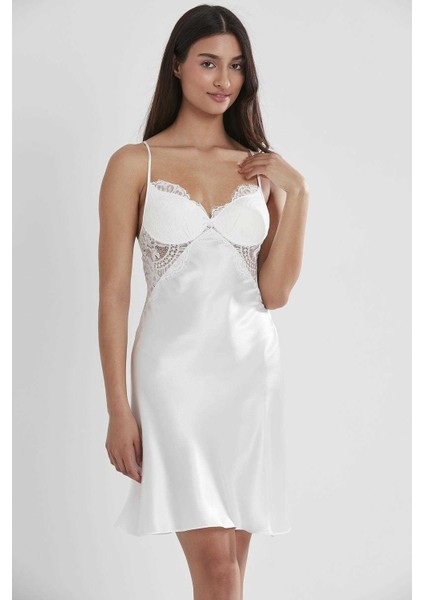 2'li 4025 Ekru Bayan Saten Gecelik Sabahlık Takımı indirimleri