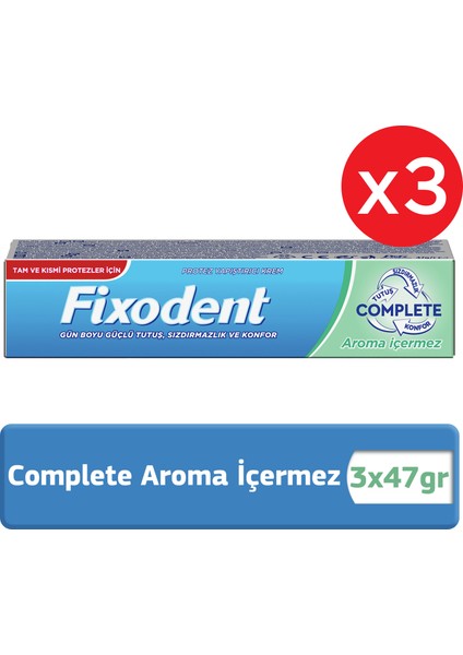 Complete Aroma Içermez Diş Protez Yapıştırıcı Krem 47 gr x 3