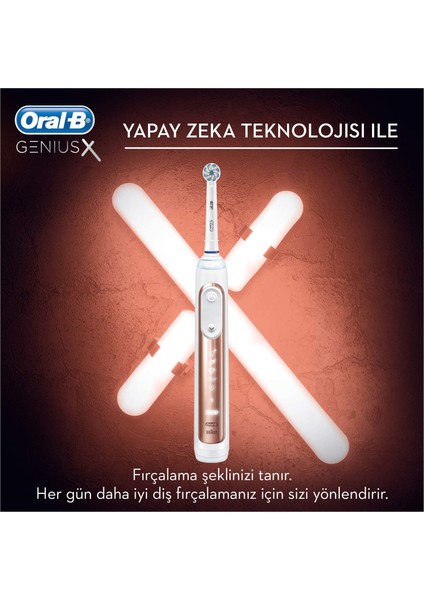 Genius X AI Luxury RoseGold Şarj Edilebilir Diş Fırçası + Seyahat Kabı
