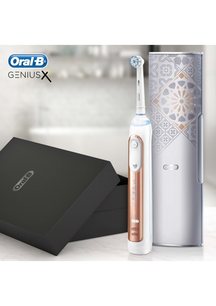Genius X AI Luxury RoseGold Şarj Edilebilir Diş Fırçası + Seyahat Kabı