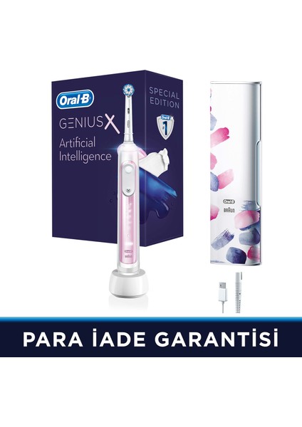 Genius X AI Art of Brushing Blush Pink Şarj Edilebilir Diş Fırçası + Seyahat Kabı