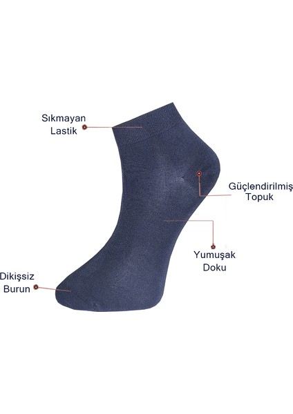 12'li Dikişsiz Erkek Bambu Kısa Patik Çorap