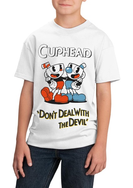 Cuphead Çocuk Tişört Beyaz Unisex