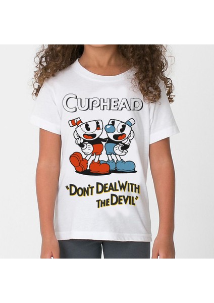 Cuphead Çocuk Tişört Beyaz Unisex