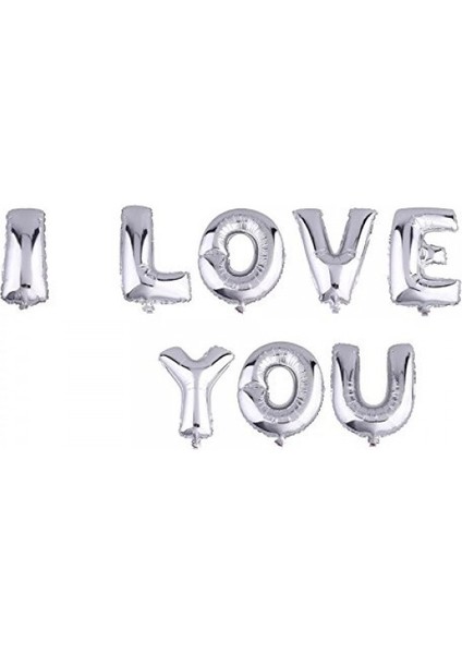 Parti Aksesuar I Love You Folyo Balon Gümüş Renk 35 cm
