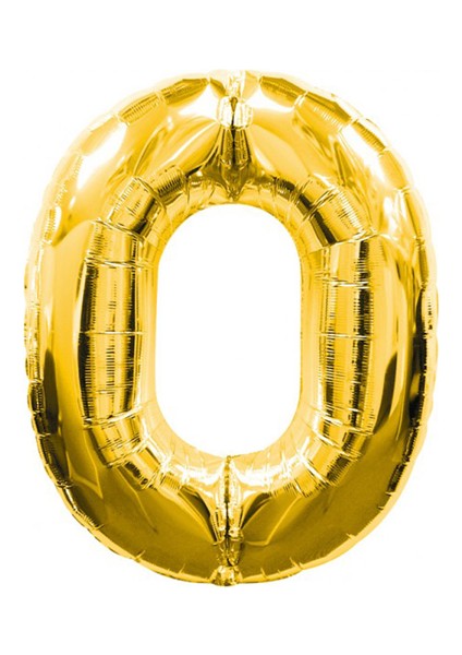Parti Aksesuar 0 Rakamlı Folyo Balon Gold Renk 40 Inç