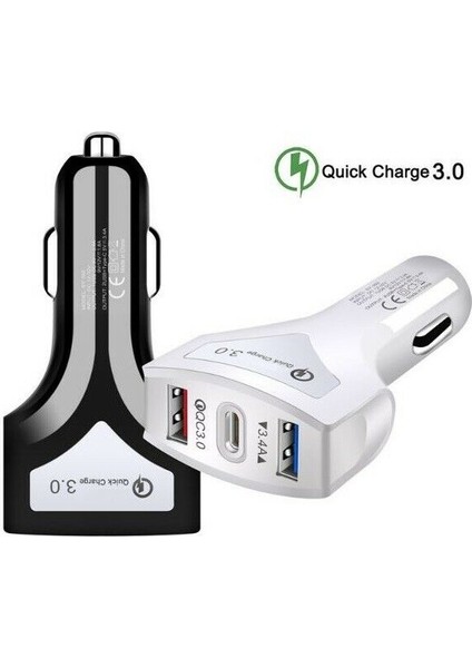 Pd USB Type-C Araç Hızlı Şarj Cihazı - Siyah (Yurt Dışından)