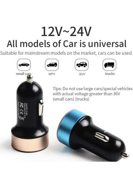 12V-24V Çift USB Araç Hızlı Şarj Cihazı - Kırmızı (Yurt Dışından)