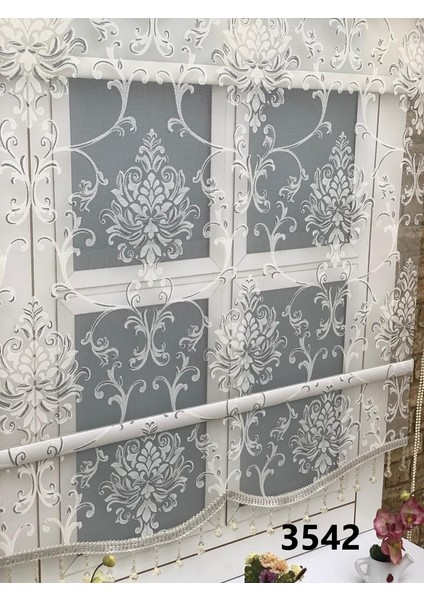 Çift Mekanizmalı Boncuklu Tül Stor Perde - 3542