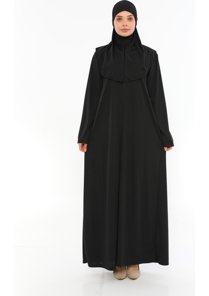Fermuarlı Tek Parça Namaz Elbisesi Siyah fiyatları