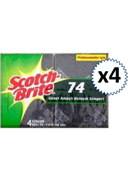 Scotch Brite 3m Scotch Brite Endüstriyel Bulaşık Süngeri 4'lü x 8 Paket