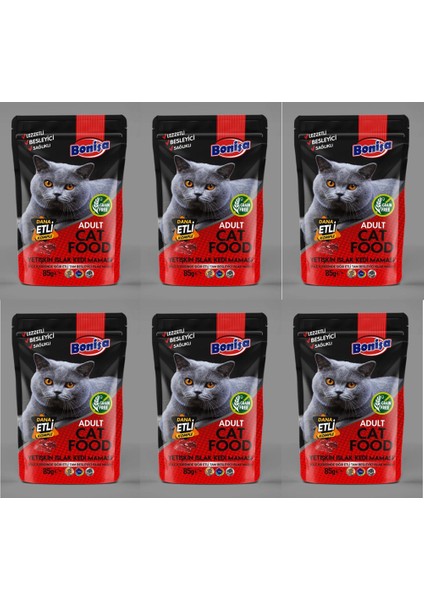 Dana Etli Yetişkin Islak Kedi Maması 85 gr x 6 adet