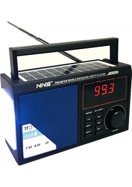 NS-2036S Solar Bluetooth Radyo Güneş Enerjili Gece Lambalı 19 cm