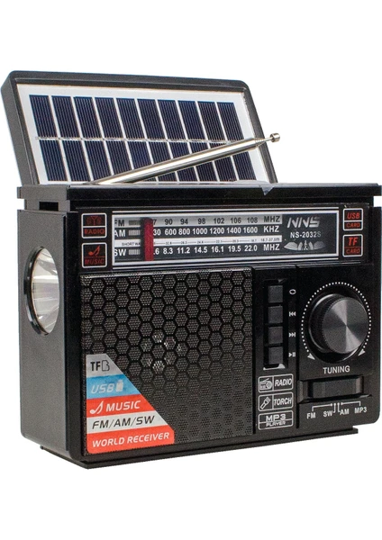 NS-2032S Solar Bluetooth Radyo Güneş Enerjili Gece Lambalı 18 cm