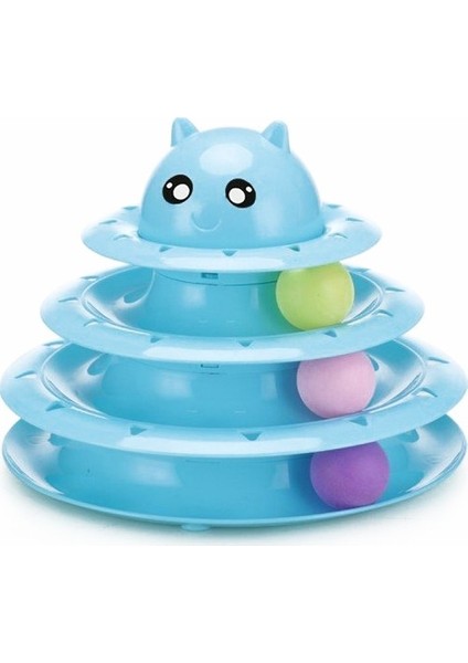 Üç Katlı Kedi Başlı Toplu Kedi Oyun Kulesi