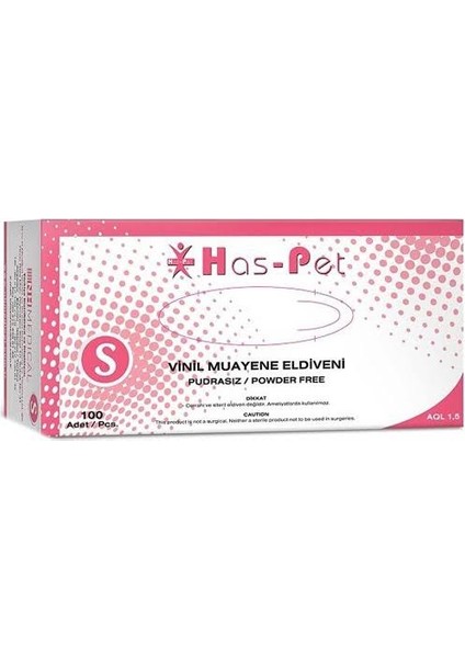 Has-Pet Vinil Eldiven Pudrasız Küçük Boy Small 20 x 100