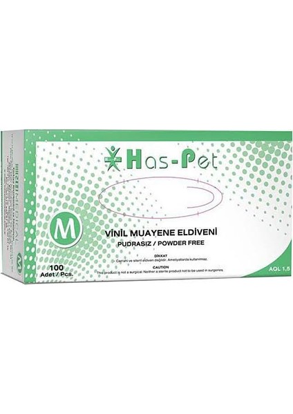 Has-Pet Vinil Eldiven Pudrasız Orta Boy Medium 20 x 100