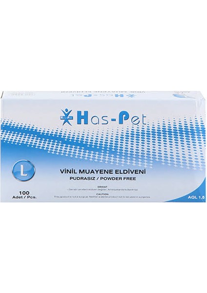 Has-Pet Vinil Eldiven Pudrasız Büyük Boy Large 20 x 100