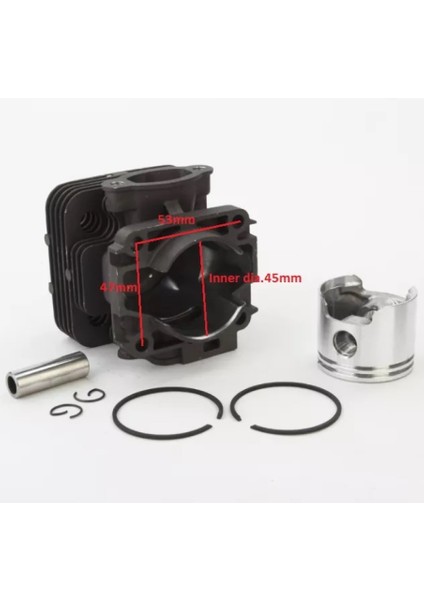 Oleo Mac 753T 755 8530 Bp 453 Motorlu Tırpan Silindir Piston Seti 45 mm Siyah