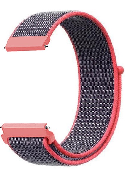 Samsung Galaxy Watch 3 41MM Hasırlı Kordon Woven Sport Loop Koyu Pembe