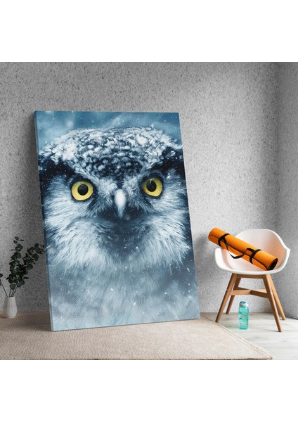 Kış Manzaralı Baykuş Temalı Dikey Dekoratif Kanvas Tablo fiyatları