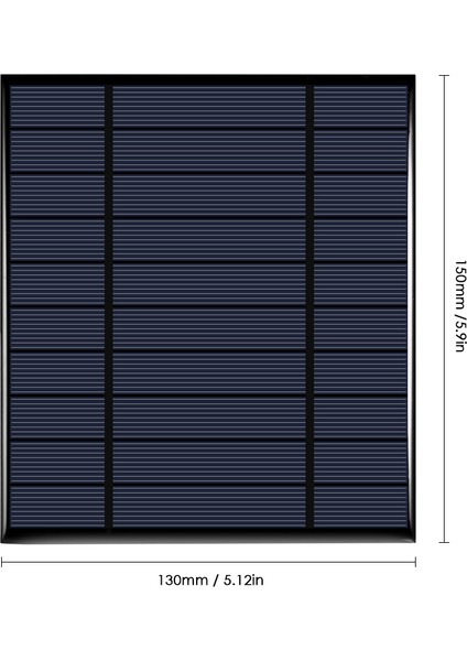 2.5W 5V Polikristal Silikon Güneş Paneli - Siyah (Yurt Dışından)