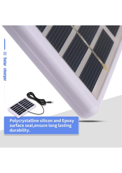 Solar Şarj Cihazı 1.2W / 6V 5521 Dc Çıkışlı 3m Kablo (Yurt Dışından)